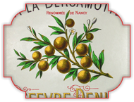 Bergamottes de Nancy : Etiquette en papier Nonnettes à la Bergamotte Lefèvre-Denise Nancy, 1900.